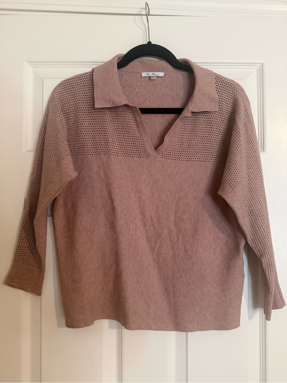 Milano Dusty Rose V-Neck Polo Knit Sweater